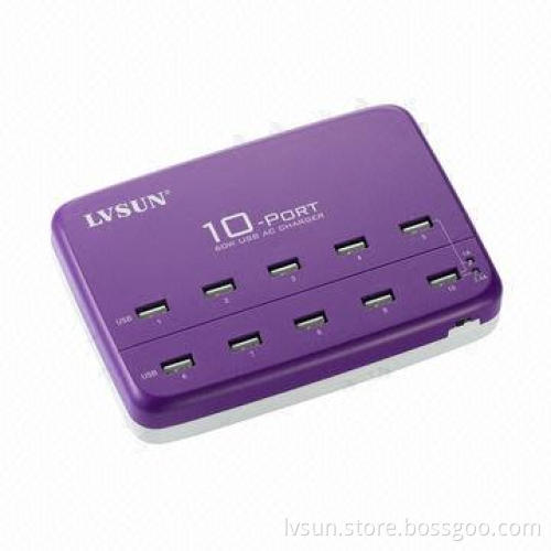 10 port USB charger/independent 10 USB ports, can charge 10 sets of mobile phone or 5 sets of iPad